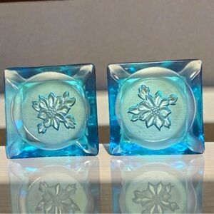 Vintage Hazel Atlas Capri Atlas Blue Ashtrays! THEY GLOW!!